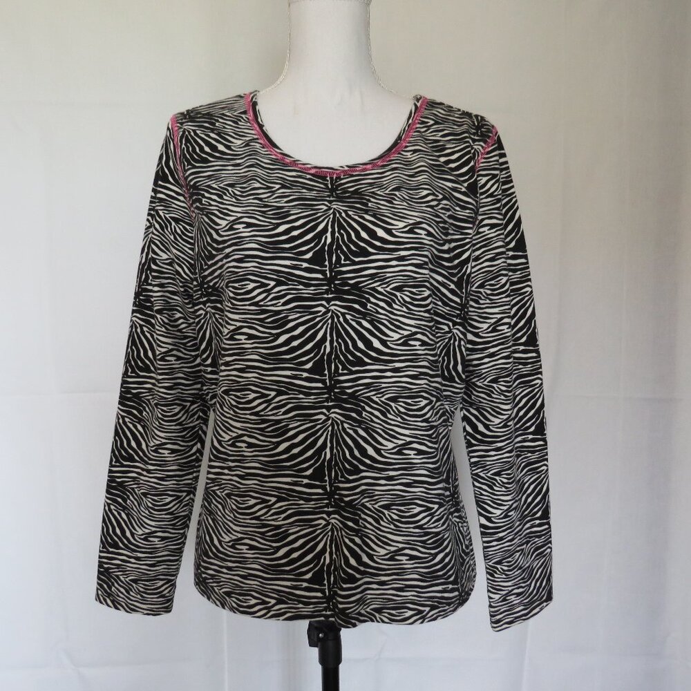 Telluride Clothing Co. Zebra Print Black White Woman’s Casual Knit Top XL
